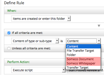 Rule configuration with custom types