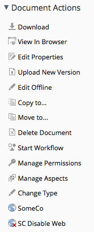 Custom UI actions in the document details page