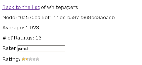 Displaying the ratings data for a specific node