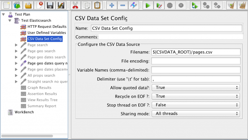 JMeter CSV Data Set Config